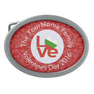 Personalized Bulgarian Red LOVE Flag Oval Belt Buckle