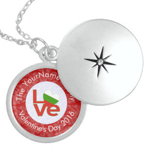 Personalized Bulgarian Red LOVE Flag Sterling Silver Necklace