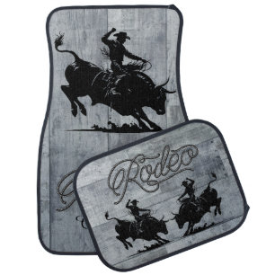 Personalized Bull Rider Rodeo Car Floor Mat
