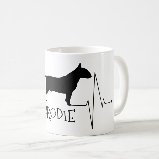 Personalized Bull Terrier Love My Dog Heart Beat Coffee Mug (Front Right)
