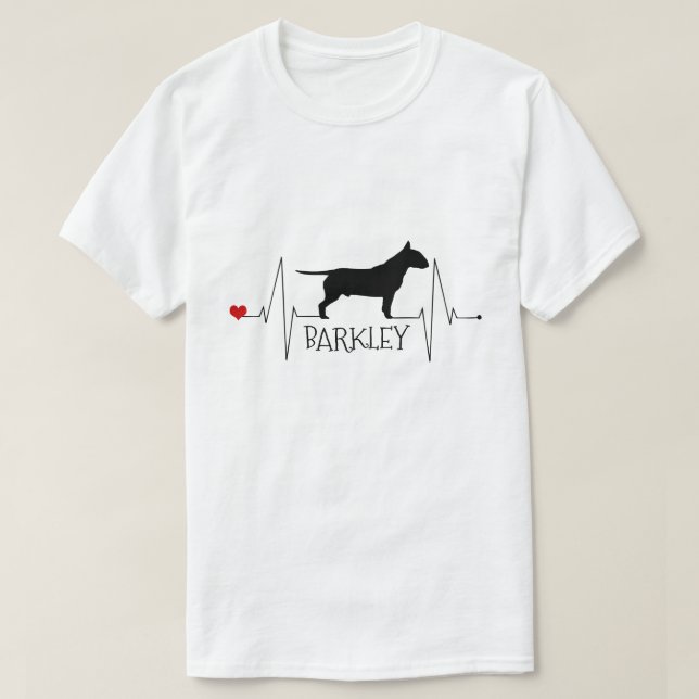 Personalized Bull Terrier Love My Dog Heart Beat T-Shirt (Design Front)