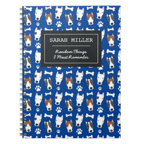 Personalized Bull Terrier Pattern Cute Dog Doodle Notebook