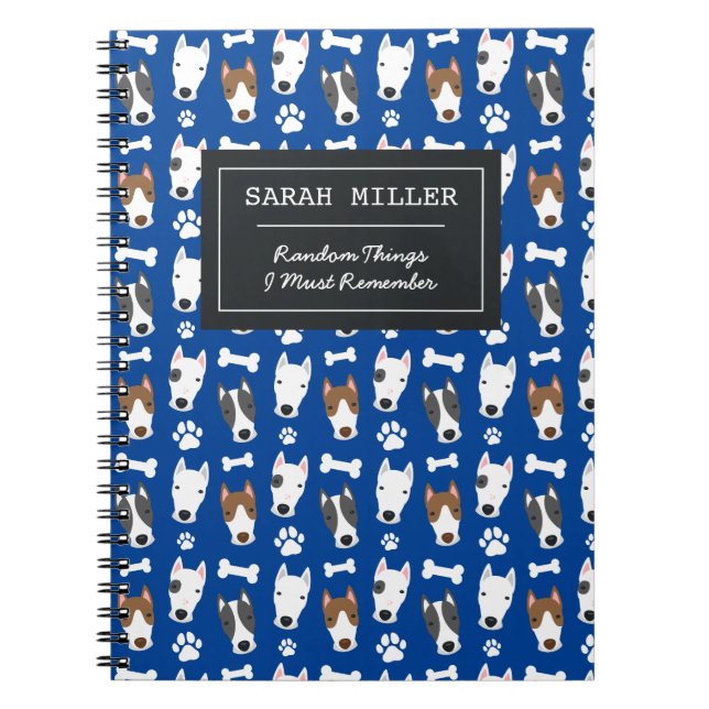 Personalized Bull Terrier Pattern Cute Dog Doodle Notebook (Front)