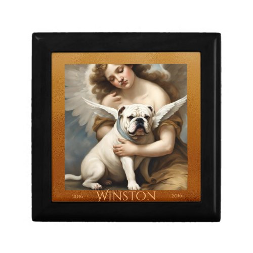 Personalized Bulldog Angel Memorial Keepsake  Gift Box