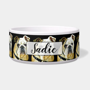 Personalized Bulldog black Dog Bowl