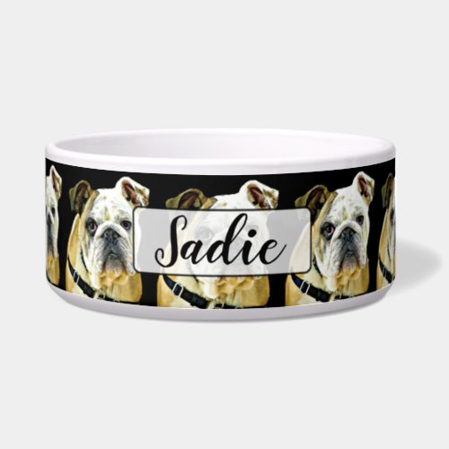 Personalized Bulldog black Dog Bowl