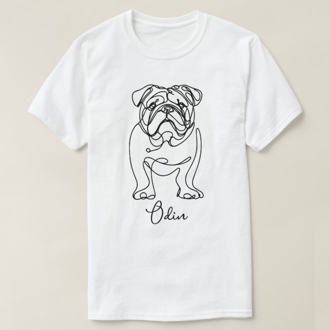 Personalized Bulldog Line Art T-Shirt (Design Front)