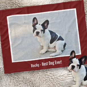 Personalized Bulldog Photo and Bulldog Name Fleece Blanket