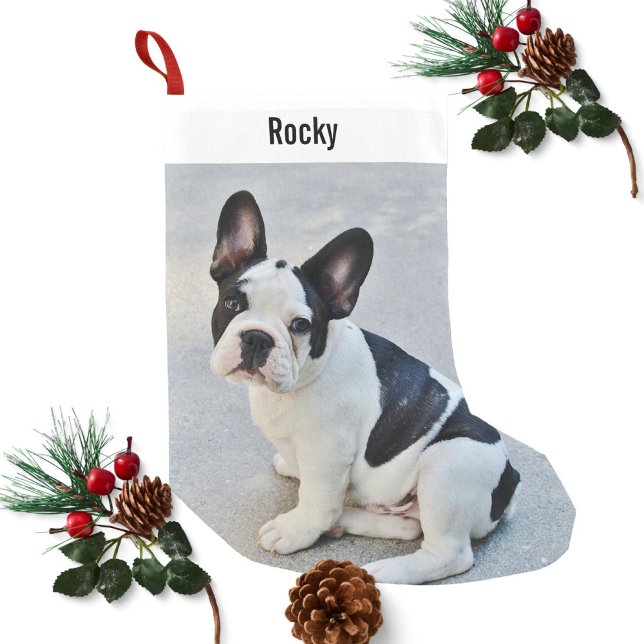 Personalized Bulldog Photo and Bulldog Name Small Christmas Stocking (Creator Uploaded)