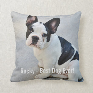 Personalized Bulldog Photo and Bulldog Name Throw Pillow