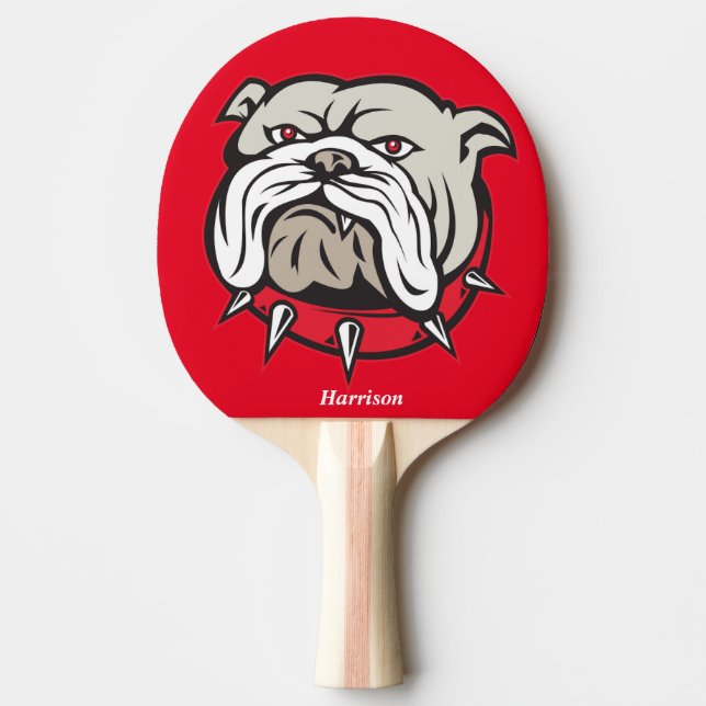 Personalized Bulldog Ping Pong Paddle (Front)