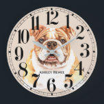 Personalized  Bulldog Watercolor Wall Clock<br><div class="desc">Personalize this beautiful watercolor Bulldog photo clock for your favorite bulldog lover.  Great gift for teens,  young men, women,  and kids.  Dad will like it too. Add a name or special message for a one of a kind gift.</div>