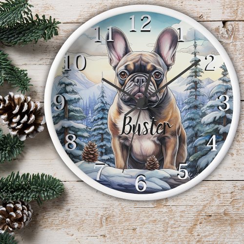 Personalized Bulldog Winter Wall Clock