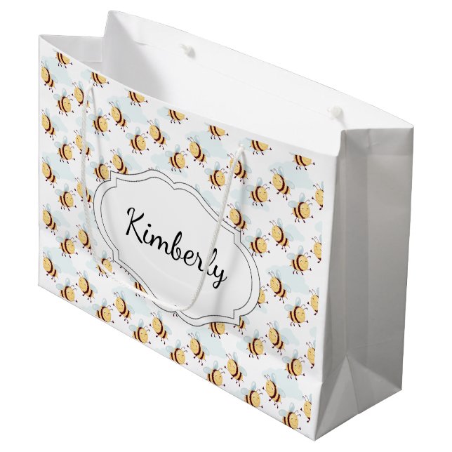 Personalized Bumble Bee Large Gift Bag (Front Angled)