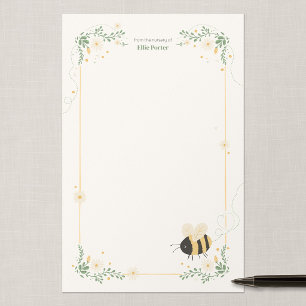 Personalized Bumble Bee Nursery Writing Paper