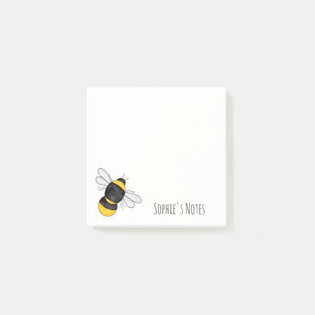 Personalized bumble bee post it notes (Front)
