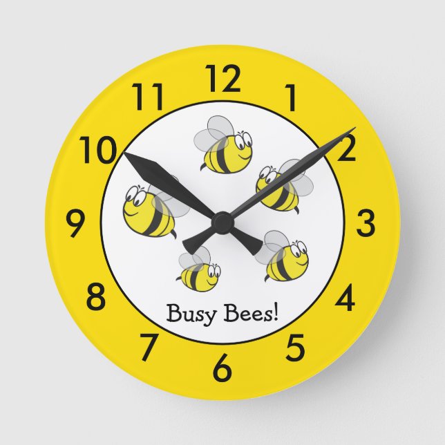 Personalized Bumble Bee Round Clock (Front)