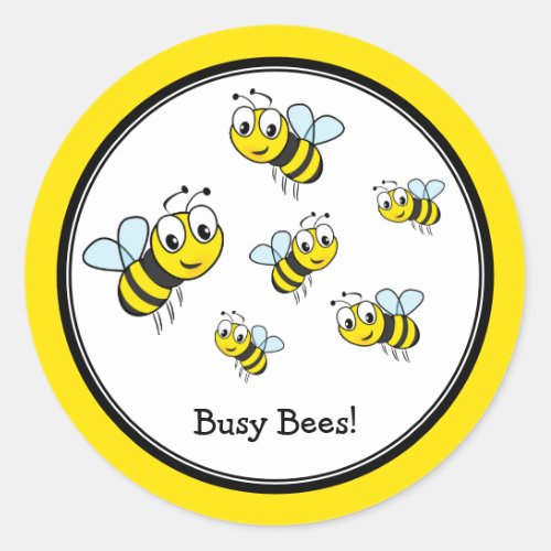 Personalized Bumble Bees Classic Round Sticker