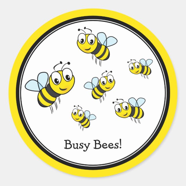 Personalized Bumble Bees Classic Round Sticker (Front)