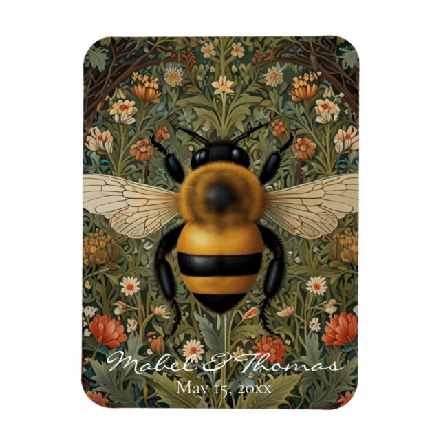 Personalized bumblebee boho botanical Wedding  Magnet (Vertical)