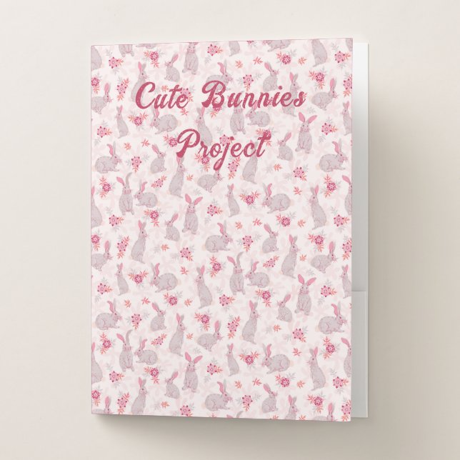 Personalized Bunnies in Flower Field Folder (Front)