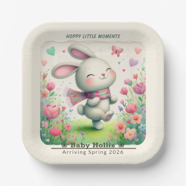 Personalized Bunny Baby Shower Plates (Front)