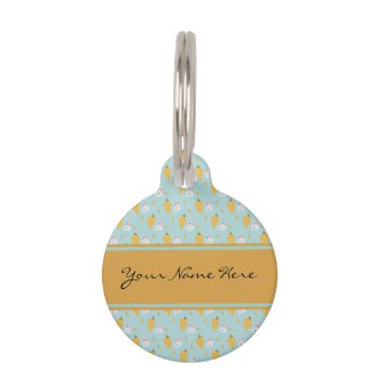Personalized Bunny & Carrot Pattern On Pastel Blue Pet Id Tag by suchicandi at Zazzle