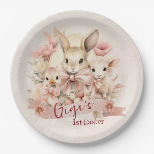 Personalized Bunny, Chick & Lamb Easter Plates