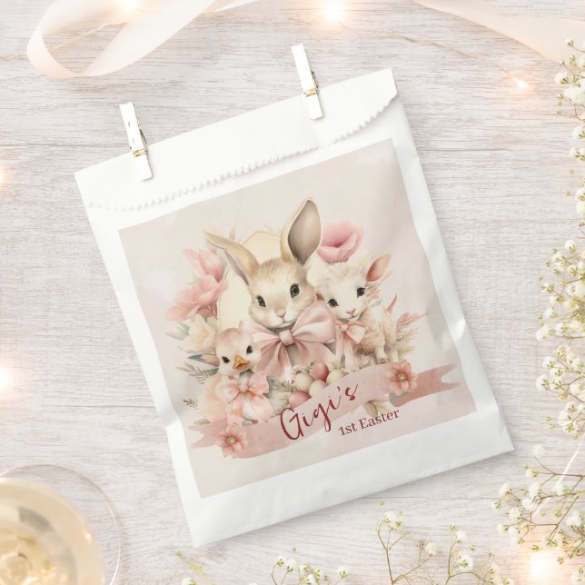 Personalized Bunny, Chick & Lamb Easter Treat Bags (Clipped)