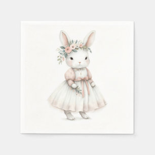 Personalized Bunny Floral Crown Art Napkins