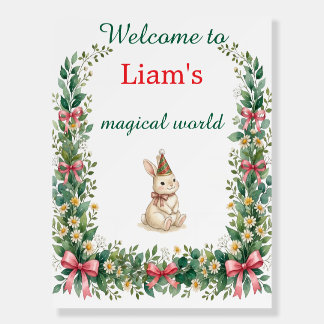 Personalized Bunny Garden Birthday Welcome Sign