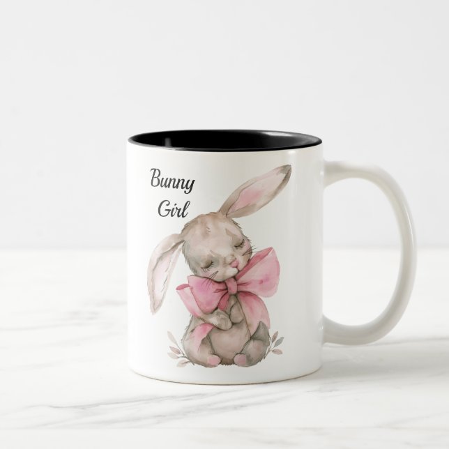 Personalized Bunny Girl Mug - Cute Rabbit Cup (Right)