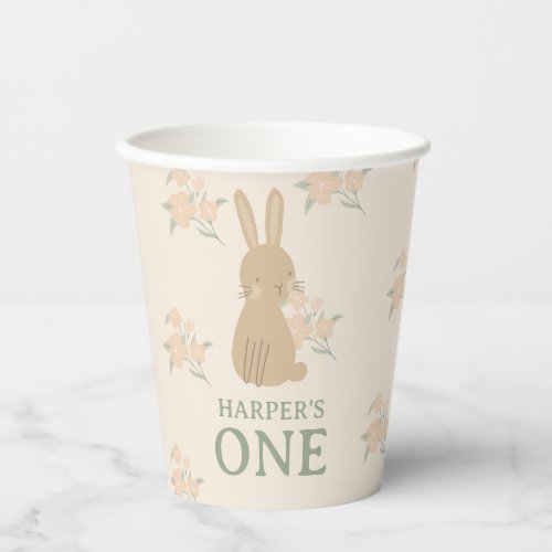Personalized Bunny Girls 1st Birthday Party Paper Cups