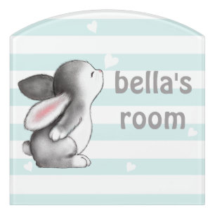 Personalized Bunny  Kids Room  Sign Mint