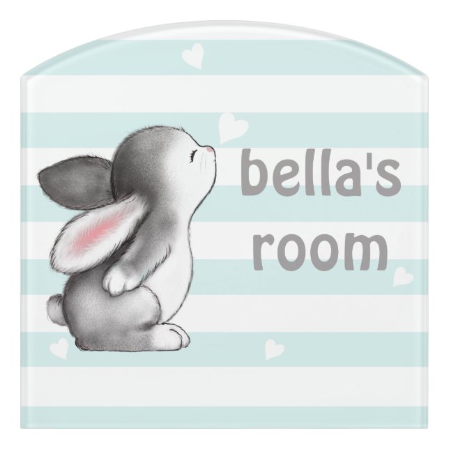 Personalized Bunny  Kids Room  Sign Mint (Contour Front)