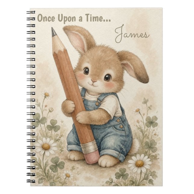 Personalized  Bunny Notebook Once Upon a Time (Front)