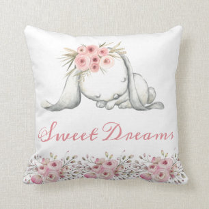 Personalized Bunny Nursery Room Sweet Dreams Throw Pillow