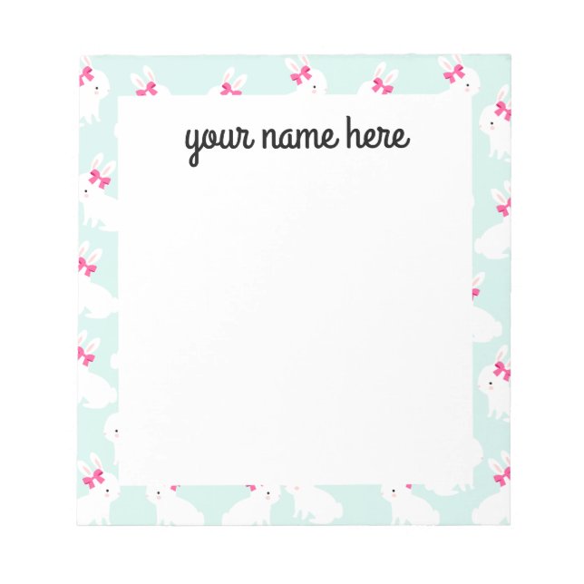 Personalized Bunny Rabbit Notepad (Front)