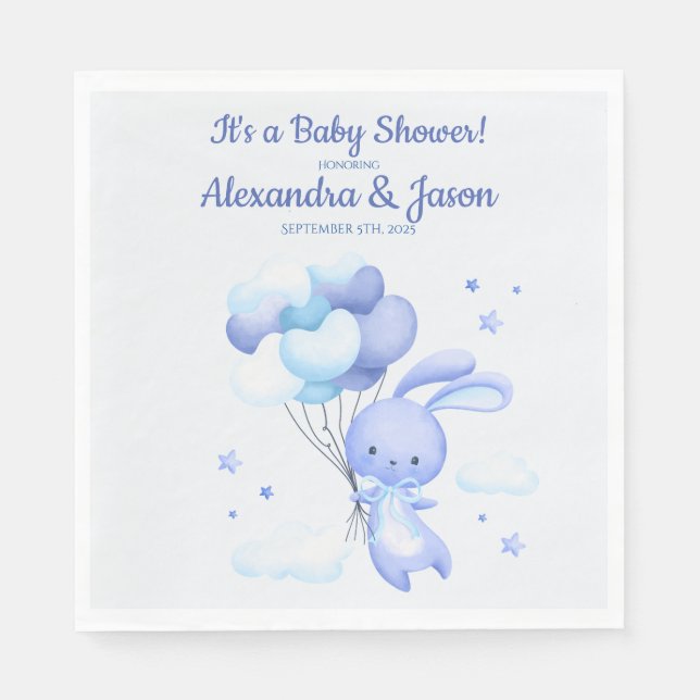 Personalized Bunny Rabbit Woodland Baby Shower Napkins (Front)