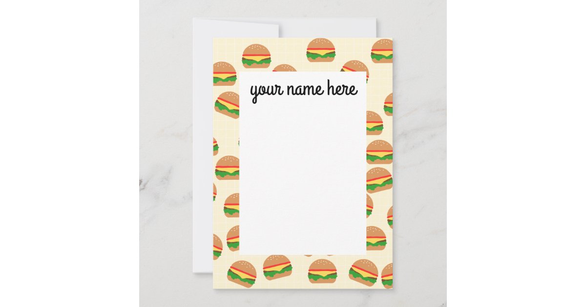Personalized Burgers Notecards | Zazzle