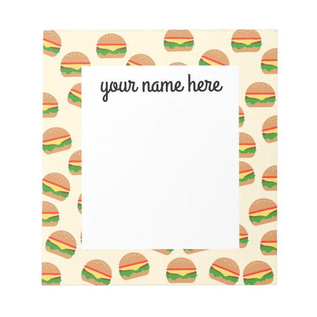 Personalized Burgers Notepad (Front)