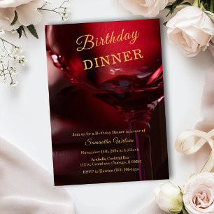 Personalized  Burgundy and Gold Dinner Birthday Invitation