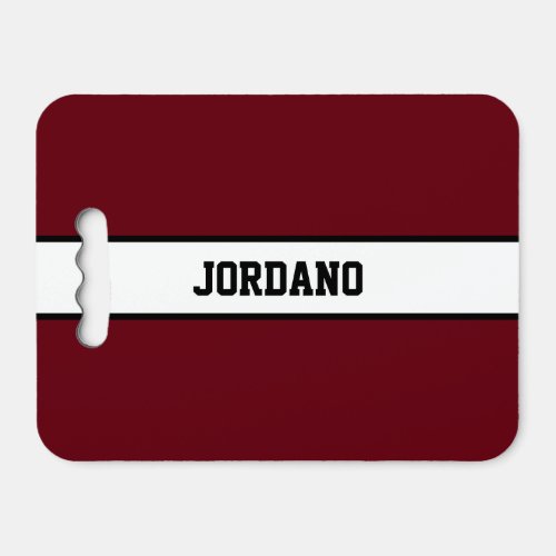 Personalized Burgundy and White Stripes Seat Cushion