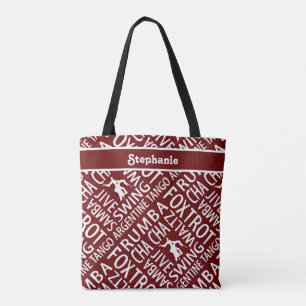 Personalized Burgundy Ballroom Dance Tote Bag