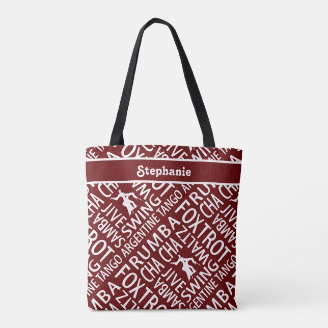 Personalized Burgundy Ballroom Dance Tote Bag (Back)