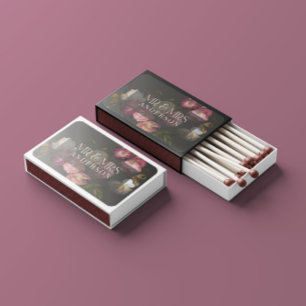 Personalized Burgundy Black Floral Wedding Favors Matchboxes
