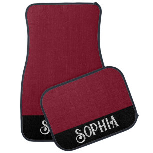 Personalized Burgundy Black Name Car Floor Mat