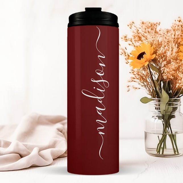 Personalized Burgundy Bridesmaid Thermal Tumbler (Creator Uploaded)