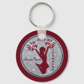 Personalized Cheerleader Gift ideas, Red and White Keychain