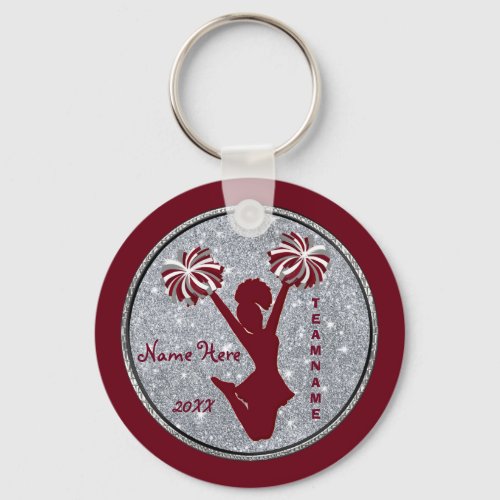 Personalized Burgundy Cheer Gifts for Cheer Party Keychain